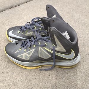 NIKE LEBRON 10 YELLOW DIAMOND SPORT GREY/STRATA GREY-ELECTRIC YELLOW 541100-007